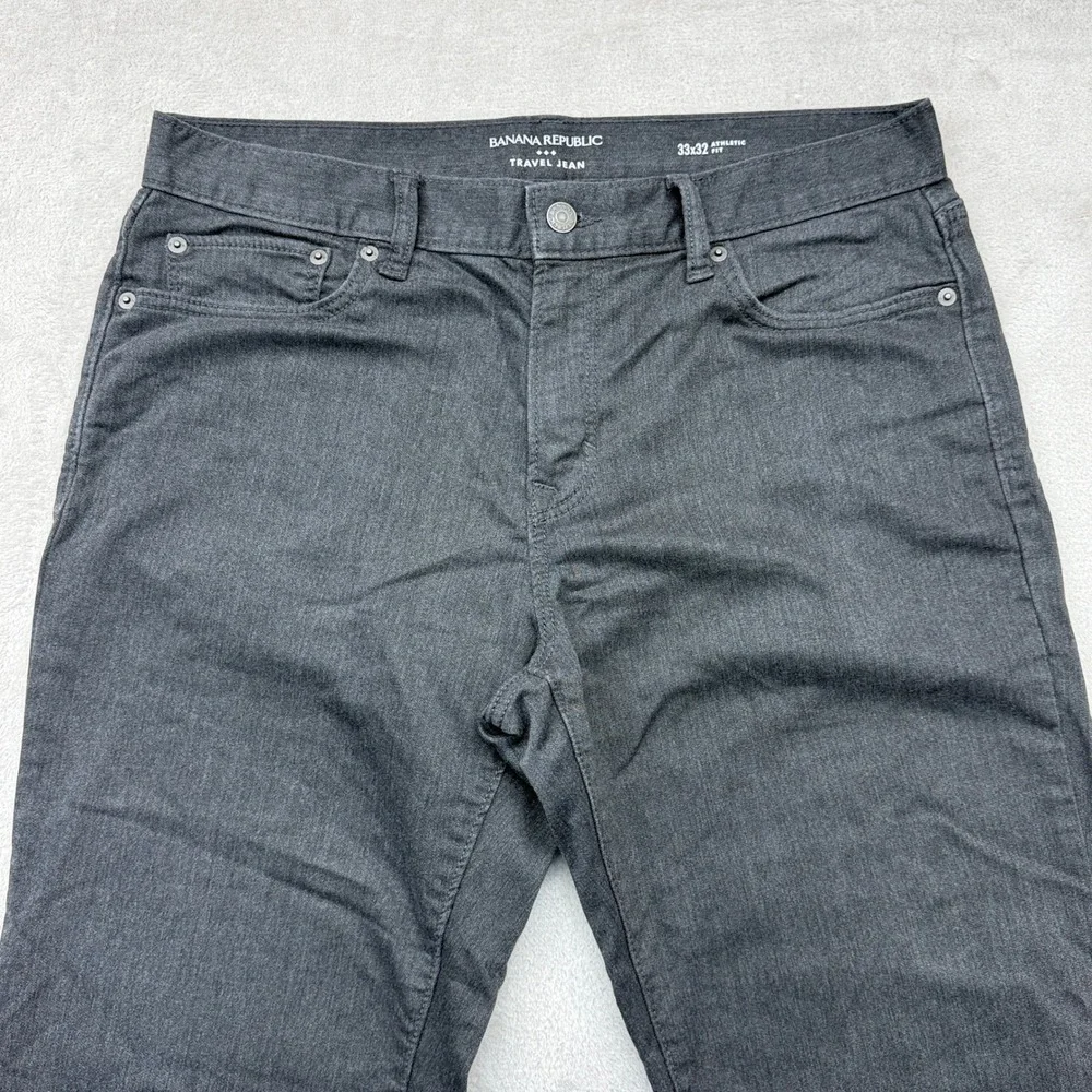 Banana‎ Republic Travel Jean Mens 33x32 Charcoal Gray Athletic Fit Stretch Denim